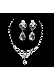 Elegant Design Alloy With Rhinestone And Pearl Wedding/Special Occaision / Party Jewelry Set.