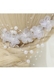 Women's / Flower Girl's Alloy / Imitation Pearl / Chiffon Headpiece-Wedding / Special Occasion Hair Combs 1 Piece White Round