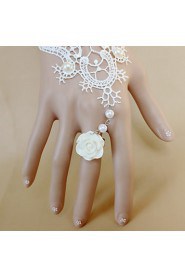 Fashion White Lace Vintage Hallow Flower Bracelet Ring Set