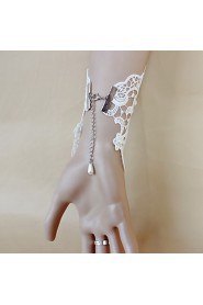 Fashion White Lace Vintage Hallow Flower Bracelet Ring Set