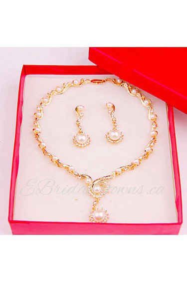 Fashion gold-plated necklace (necklace) (earrings)