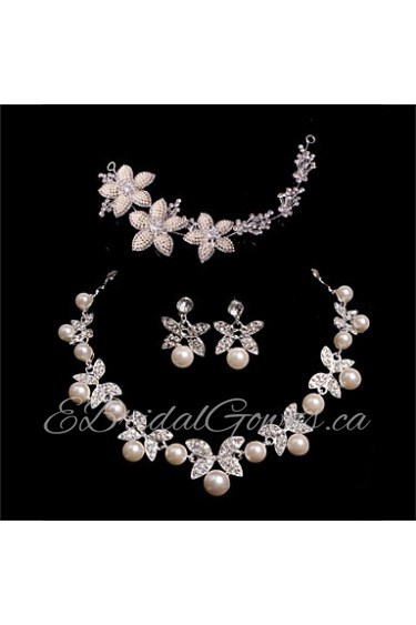 Ladies'/Women's Alloy Wedding/Party Jewelry Set With Imitation Pearl/Rhinestone