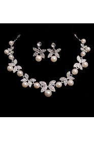 Ladies'/Women's Alloy Wedding/Party Jewelry Set With Imitation Pearl/Rhinestone