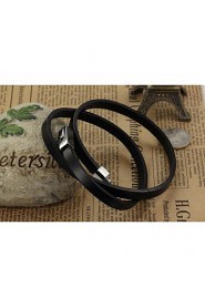 Classic Men's Brief Black Alloy Leather Bracelet(1 Pc)