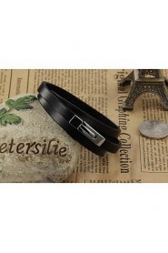 Classic Men's Brief Black Alloy Leather Bracelet(1 Pc)