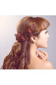 Red Butterfly Rhinestone / Alloy Headpiece-Wedding / Special Occasion / Casual / Outdoor Hair Pin (3 Pieces/set)