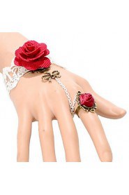 Bow Ring Lace White Roses Bracelet