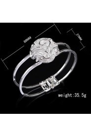 Fashion Sterling Silver Plated Rose Bangle Women's Bracelet