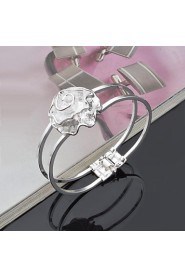 Fashion Sterling Silver Plated Rose Bangle Women's Bracelet