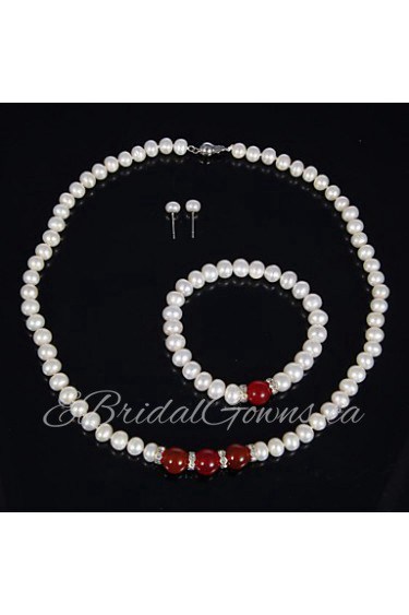 Jewelry Set Women's Birthday / Gift / Party / Special Occasion Jewelry Sets Pearl Necklaces / Bracelets / Earrings As the Picture