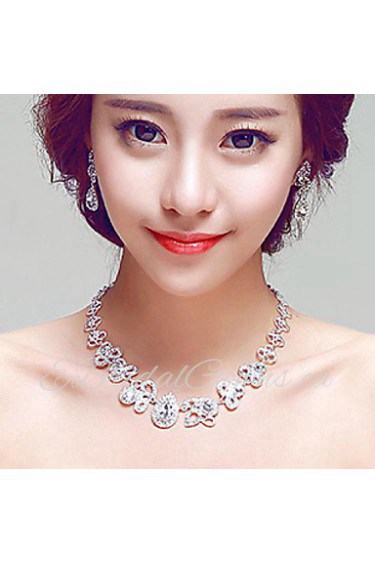 Exquisite Rhinestones/Titanium Wedding/Party Necklace with Earings