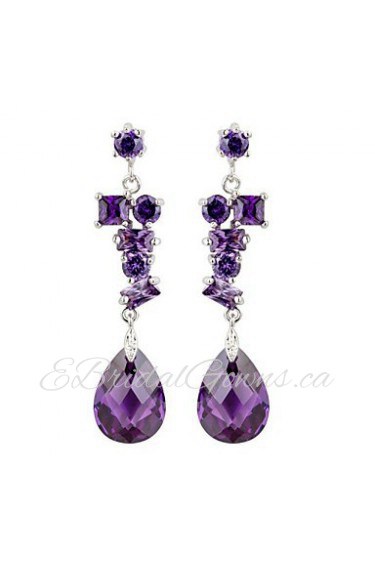 Brass With Cubic Zirconia Drop Earrings(More Colors)