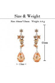 Brass With Cubic Zirconia Drop Earrings(More Colors)