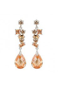 Brass With Cubic Zirconia Drop Earrings(More Colors)