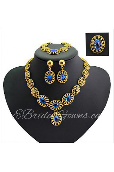 Gold-plated Fashion romantic heart line(Including Necklace, Earring, Bracelet, Ring) Jewelry Sets