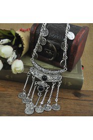 Bohemian Jewelry Vintage Coin Long Pendant Necklace Antique Silver Chain Gypsy women Jewelry