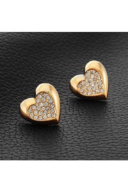 InStyle 18K Chunky Gold Plated Heats Stud Rhinestone Earrings High Quality