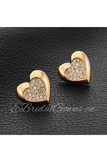 InStyle 18K Chunky Gold Plated Heats Stud Rhinestone Earrings High Quality