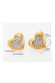 InStyle 18K Chunky Gold Plated Heats Stud Rhinestone Earrings High Quality