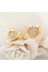 InStyle 18K Chunky Gold Plated Heats Stud Rhinestone Earrings High Quality