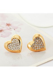 InStyle 18K Chunky Gold Plated Heats Stud Rhinestone Earrings High Quality