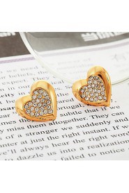 InStyle 18K Chunky Gold Plated Heats Stud Rhinestone Earrings High Quality