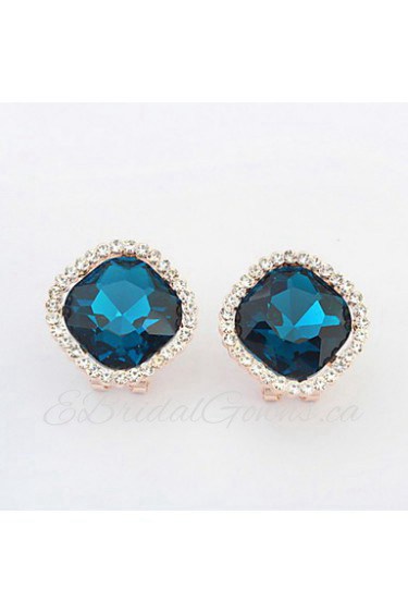 Nice Simple New Design Rhinestone Lots Color Stud Earrings Piercing Ear Studs for Women Wedding Party Gift