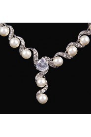 Elegant Design Alloy With Rhinestone And Pearl Wedding/Special Occaision / Party Jewelry Set.