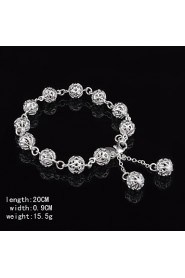 Fashion Sterling Silver Plated Cut-Out Ball Dangle Women's Bracelet