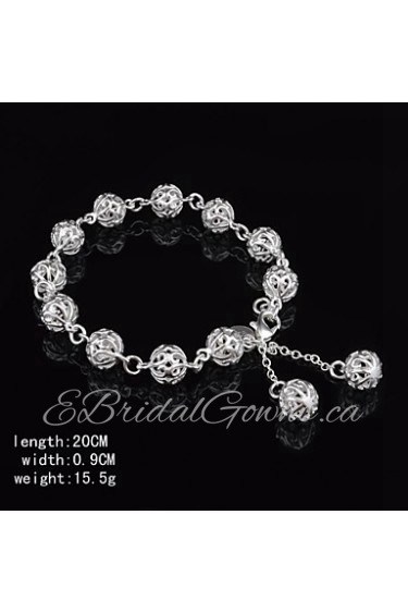 Fashion Sterling Silver Plated Cut-Out Ball Dangle Women's Bracelet