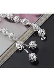 Fashion Sterling Silver Plated Cut-Out Ball Dangle Women's Bracelet