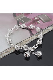 Fashion Sterling Silver Plated Cut-Out Ball Dangle Women's Bracelet