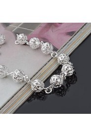 Fashion Sterling Silver Plated Cut-Out Ball Dangle Women's Bracelet