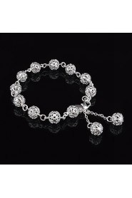 Fashion Sterling Silver Plated Cut-Out Ball Dangle Women's Bracelet