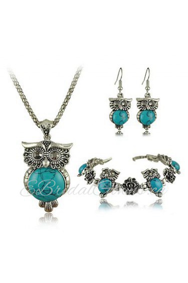 Tibetan Vintage Silver Retro Turquoise Stone Pendant Necklace drop earrings bracelet Set(More Colors)