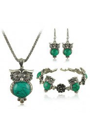 Tibetan Vintage Silver Retro Turquoise Stone Pendant Necklace drop earrings bracelet Set(More Colors)