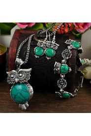 Tibetan Vintage Silver Retro Turquoise Stone Pendant Necklace drop earrings bracelet Set(More Colors)