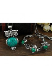 Tibetan Vintage Silver Retro Turquoise Stone Pendant Necklace drop earrings bracelet Set(More Colors)