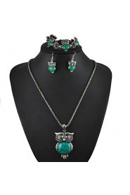 Tibetan Vintage Silver Retro Turquoise Stone Pendant Necklace drop earrings bracelet Set(More Colors)