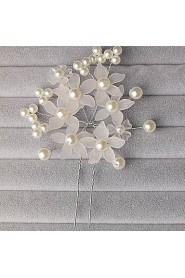 Women's / Flower Girl's Alloy / Imitation Pearl / Acrylic Headpiece-Wedding / Special Occasion Flowers / Hair Pin White