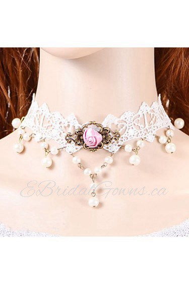 Fashion Pink Rose Pearl Necklace