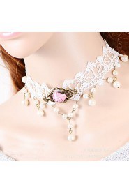 Fashion Pink Rose Pearl Necklace