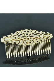 Alloy Gold Rhinestone Women Wedding Prom Flower Girl Leaves Flower Hair Comb