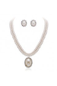 Gorgeous Clear Crystals And Imitation Pearls Jewelry Set,Including Necklace,Earrings And Tiara