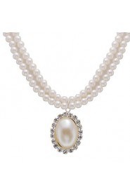 Gorgeous Clear Crystals And Imitation Pearls Jewelry Set,Including Necklace,Earrings And Tiara