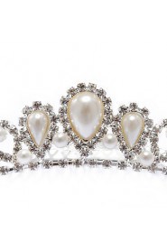 Gorgeous Clear Crystals And Imitation Pearls Jewelry Set,Including Necklace,Earrings And Tiara