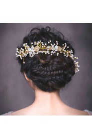 Bride's Leaves Shape Imitation Pearl Forehead Wedding Headbands Accessories 1 PC
