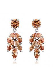 Brass With Cubic Zirconia Drop Earrings (More Colors)