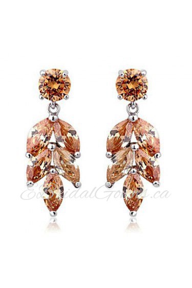 Brass With Cubic Zirconia Drop Earrings (More Colors)