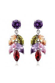 Brass With Cubic Zirconia Drop Earrings (More Colors)